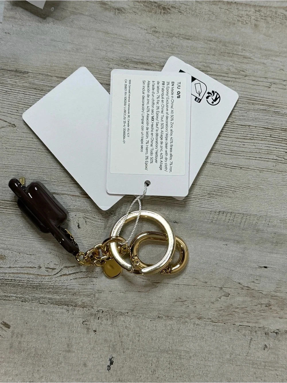 lululemon athletica Brown and Gold Everywhere Charm Keychain